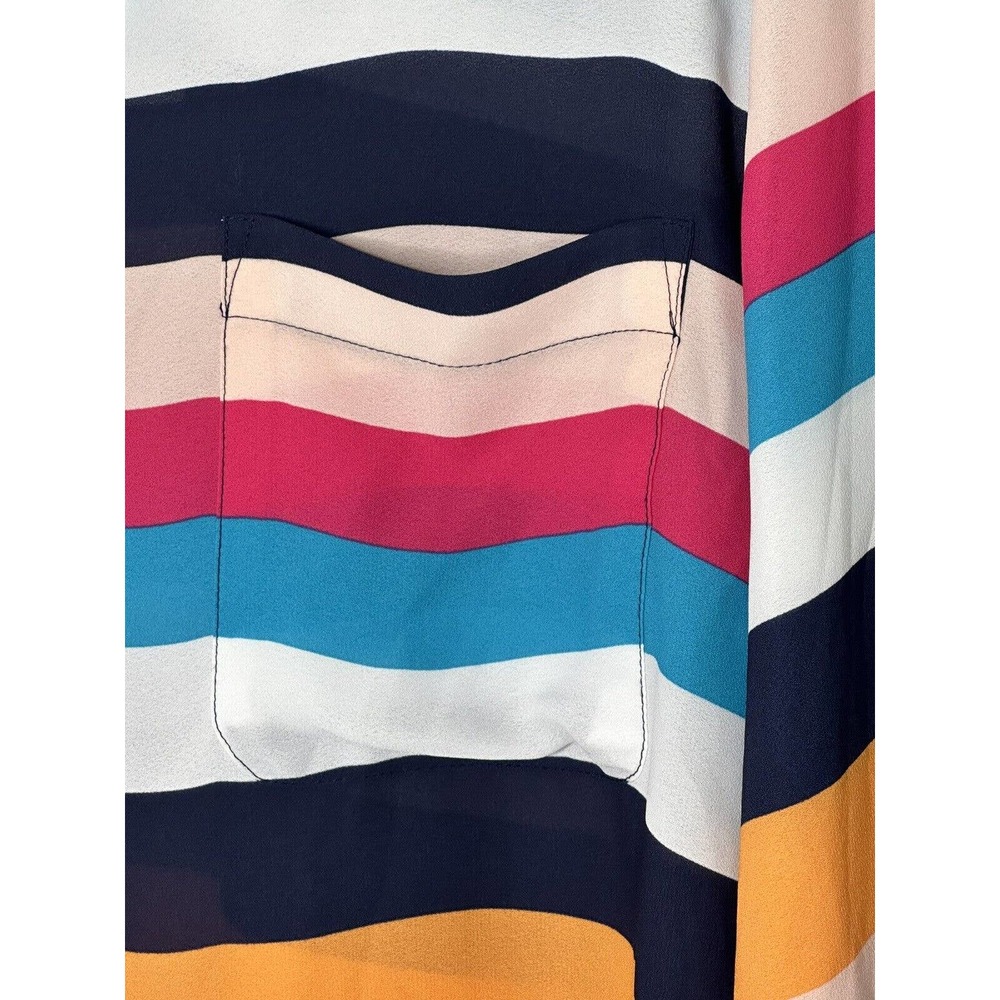 NWT Chicos Womens Striped Miri Colored Blouse 2(12/14) Button‎ Front Semi Sheer - Picture 7 of 11